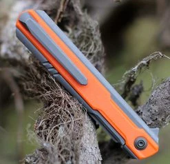 WE Knife Co. Peer, 2015A, 3.5" CPM 20CV Stonewashed Blade, Gray Titanium Handle with Orange G-10 Overlay -Knives Sales WE2015A.2 31412.1612285153