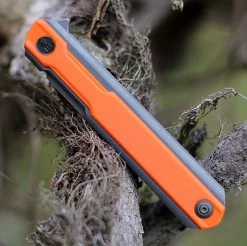 WE Knife Co. Peer, 2015A, 3.5" CPM 20CV Stonewashed Blade, Gray Titanium Handle with Orange G-10 Overlay -Knives Sales WE2015A.3 76563.1612285153