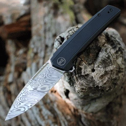 WE Knife Speedster Flipper - Blk Ti (3.5” Damasteel) - WE21021B-DS1