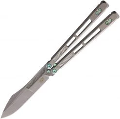 EOS Trident Balisong Titanium with Green (4.5" CPM S30V SW)