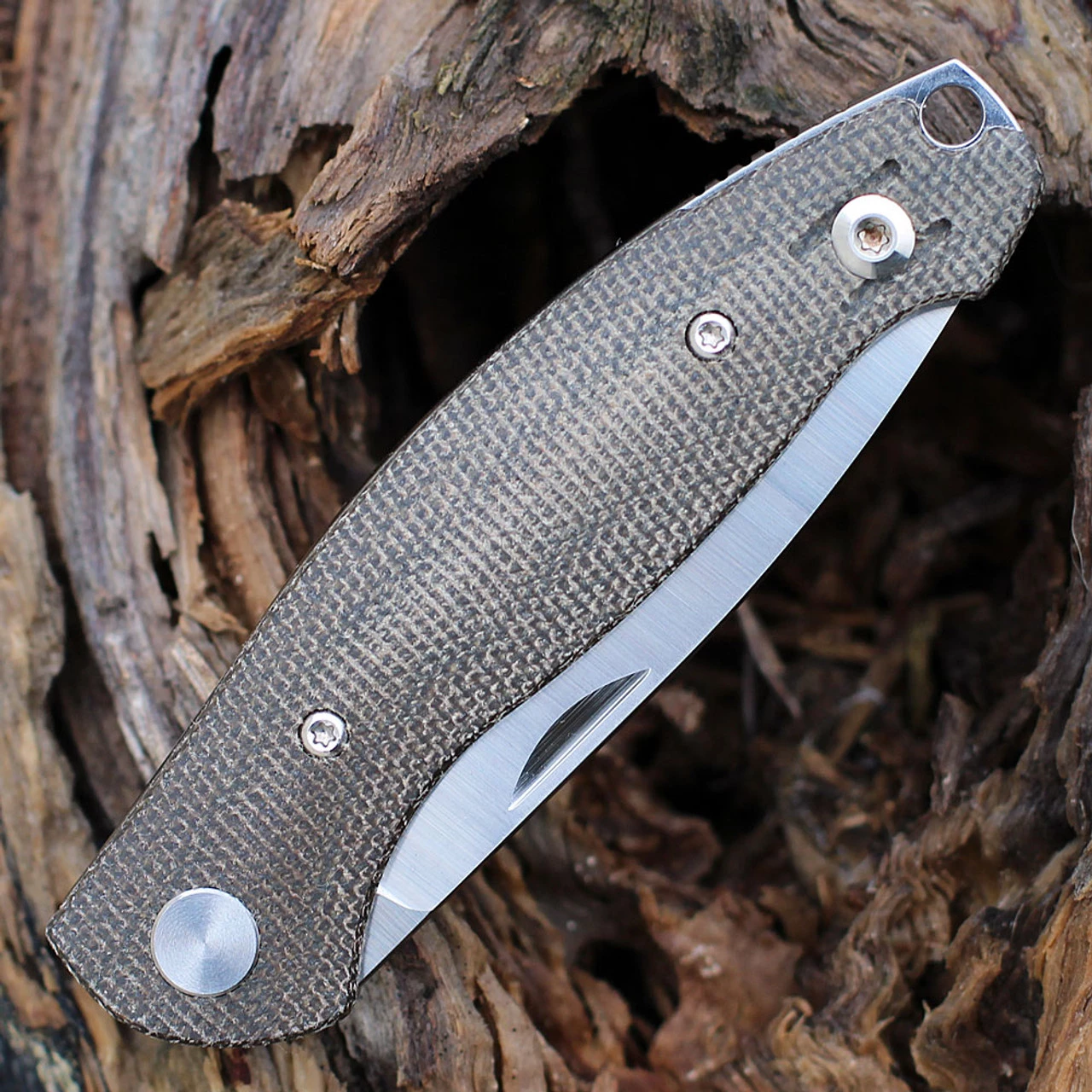 GiantMouse ACE Farley Slipjoint - Green Canvas Micarta (2.8" M390 Satin) 5 GiantMouse ACE Farley Slipjoint - Green Canvas Micarta (2.8" M390 Satin) - Image 3