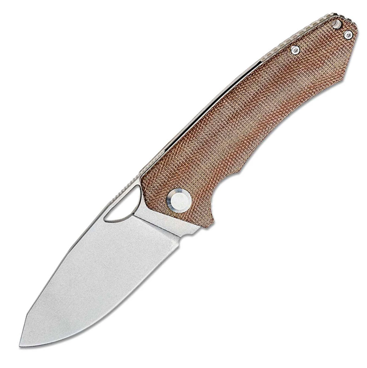 PMP Spartan Front Flipper - Brown Micarta (3.25" N690 SW) SPRTNMBR 3 PMP Spartan Front Flipper - Brown Micarta (3.25" N690 SW) SPRTNMBR