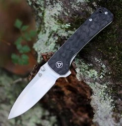QSP Knife Hawk Linerlock QS131-C, 3.225" CPM S35VN Plain Blade, Carbon Fiber Handle