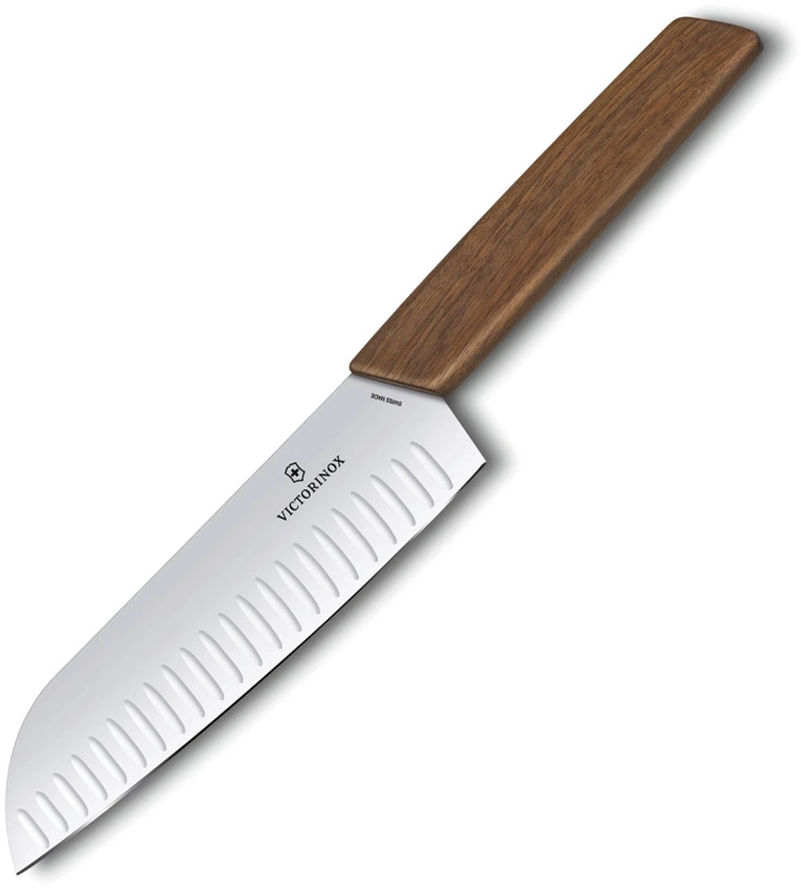 Victorinox Swiss Modern 6.9050.17KG Santoku Knife, 6.7" Fluted Edge Blade, Walnut Wood Handle 3 Victorinox Swiss Modern 6.9050.17KG Santoku Knife, 6.7" Fluted Edge Blade, Walnut Wood Handle