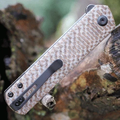 Kansept Foosa Liner Lock - Plaid Brown Micarta (3" 154CM Blk SW) X2020T2 -Knives Sales x2020t2.1 32936.1636667355